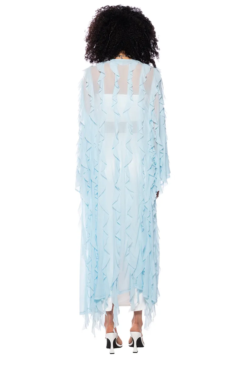 CASCADE RUFFLE MESH DUSTER sold by AKIRA product image thumbnail 4