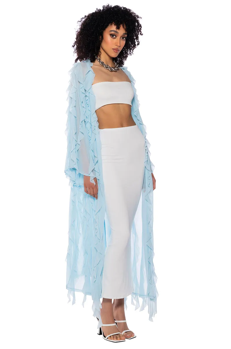 CASCADE RUFFLE MESH DUSTER sold by AKIRA product image thumbnail 2