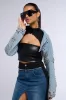 DENIM STUD BOLERO JACKET sold by AKIRA
