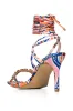 AZALEA WANG RHONDA EMBELLISHED LACE UP SANDAL IN MULTI sold by AKIRA