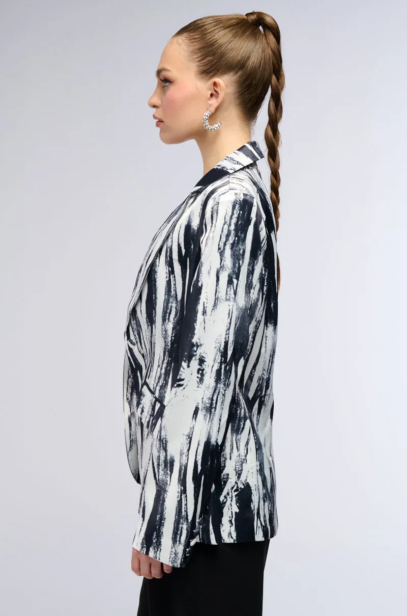 SATIN SCRIBBLE PRINT BLAZER sold by AKIRA product image thumbnail 5