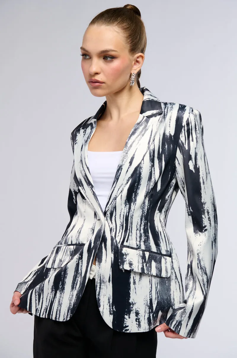 SATIN SCRIBBLE PRINT BLAZER sold by AKIRA product image thumbnail 2