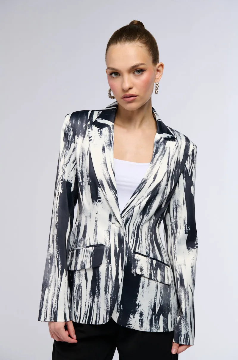 SATIN SCRIBBLE PRINT BLAZER sold by AKIRA product image thumbnail 3