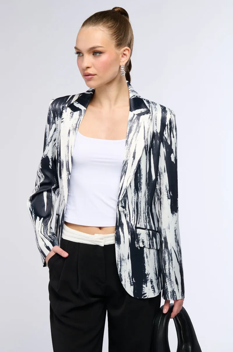 SATIN SCRIBBLE PRINT BLAZER sold by AKIRA product image thumbnail 4