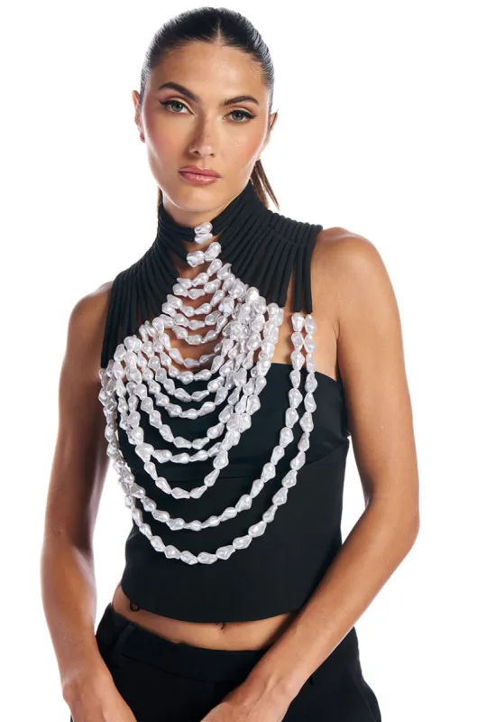 NEVER LOSE ME BEADED TOP made by AKIRA