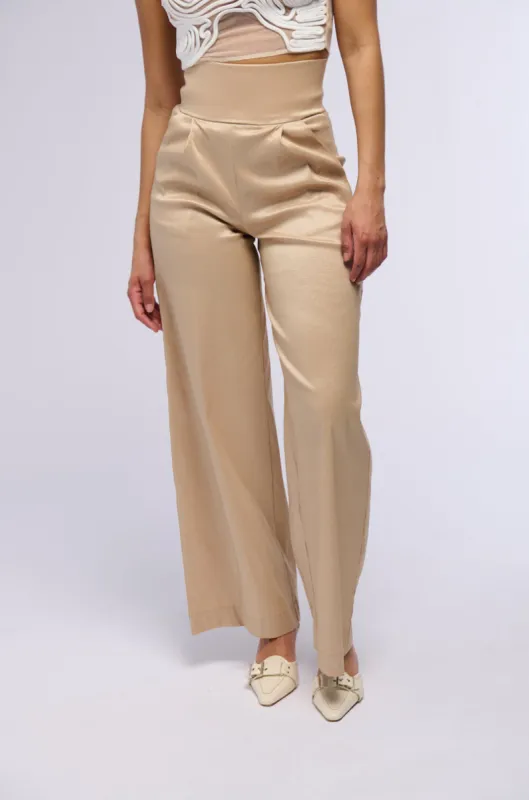 BIG BOOTY HIGH WAIST WIDE LEG TROUSER IN TAUPE sold by AKIRA