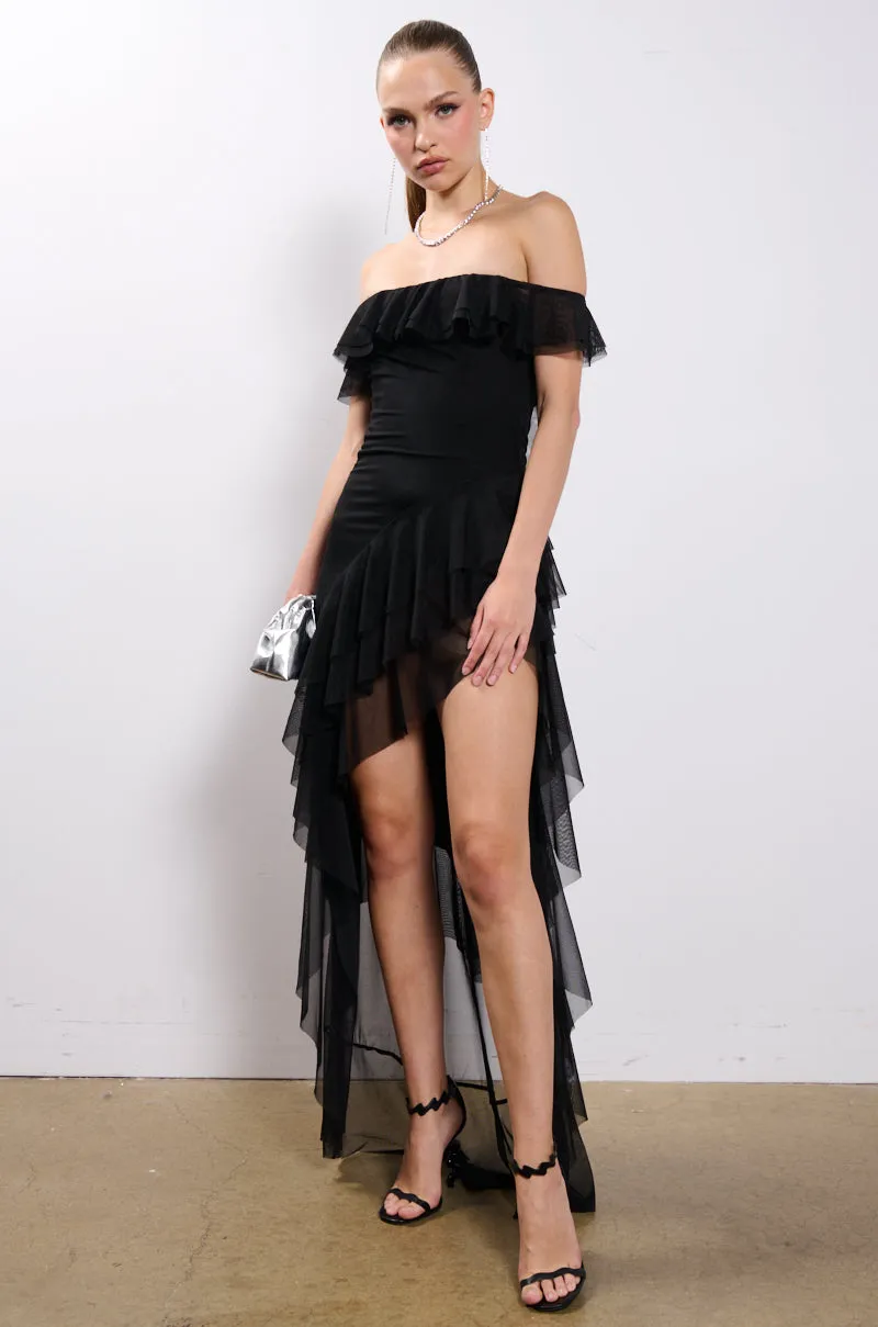 ELEGANT IS MY MIDDLE NAME MESH RUFFLED MAXI DRESS sold by AKIRA product image thumbnail 3