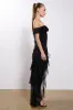 ELEGANT IS MY MIDDLE NAME MESH RUFFLED MAXI DRESS sold by AKIRA