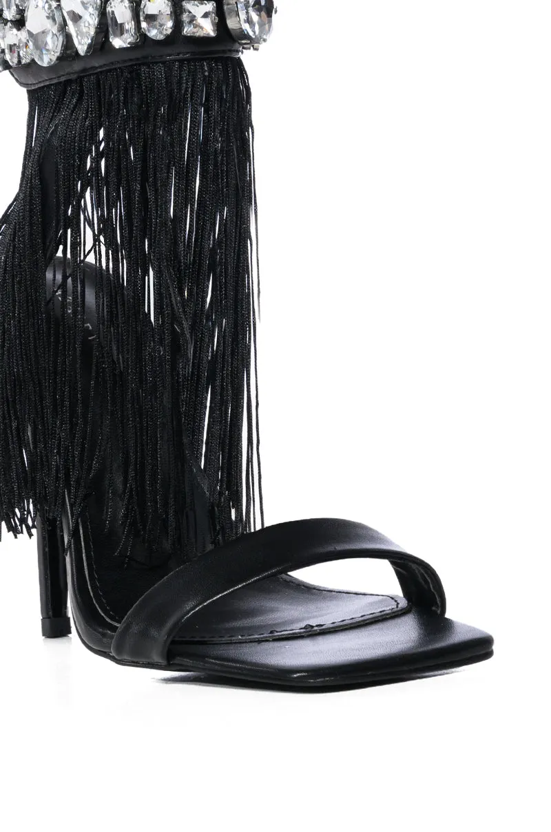 AZALEA WANG NEAVE EMBELLISHED TASSEL SANDAL IN BLACK sold by AKIRA product image thumbnail 5