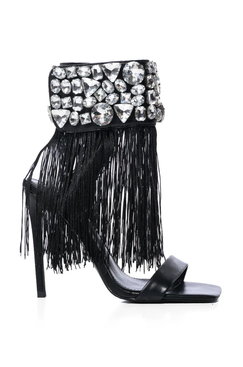 AZALEA WANG NEAVE EMBELLISHED TASSEL SANDAL IN BLACK sold by AKIRA product image thumbnail 2
