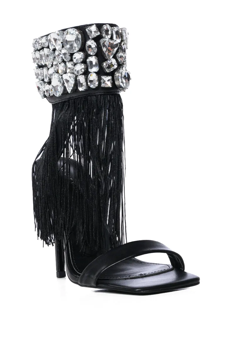 AZALEA WANG NEAVE EMBELLISHED TASSEL SANDAL IN BLACK sold by AKIRA product image thumbnail 3