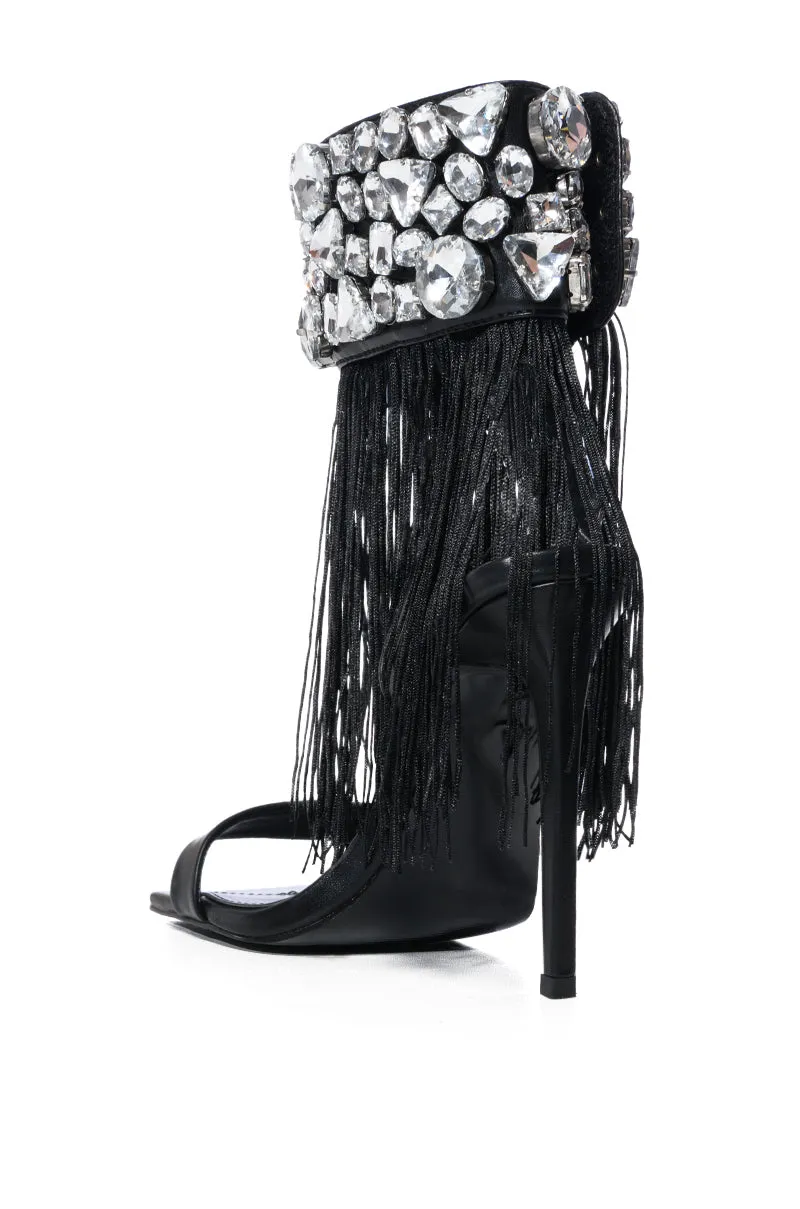 AZALEA WANG NEAVE EMBELLISHED TASSEL SANDAL IN BLACK sold by AKIRA product image thumbnail 4