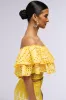 SUMMER LOVING OFF THE SHOULDER RUFFLE CROP BLOUSE IN YELLOW sold by AKIRA