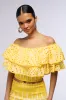SUMMER LOVING OFF THE SHOULDER RUFFLE CROP BLOUSE IN YELLOW sold by AKIRA