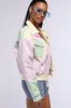 ANGEL EYES PASTEL PU COLOR BLOCK BOMBER sold by AKIRA