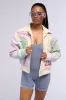ANGEL EYES PASTEL PU COLOR BLOCK BOMBER sold by AKIRA