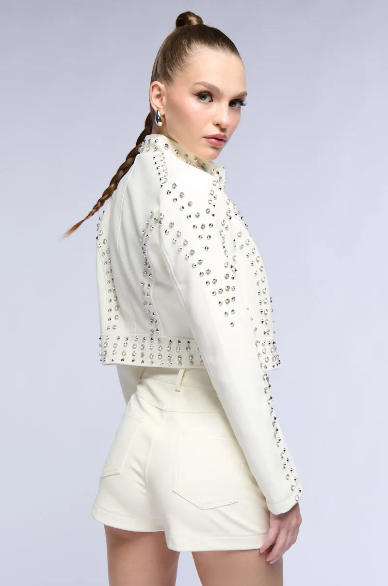 AZALEA WANG SILVIA STUDDED MOTO JACKET sold by AKIRA product image thumbnail 4