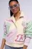 ANGEL EYES PASTEL PU COLOR BLOCK BOMBER sold by AKIRA