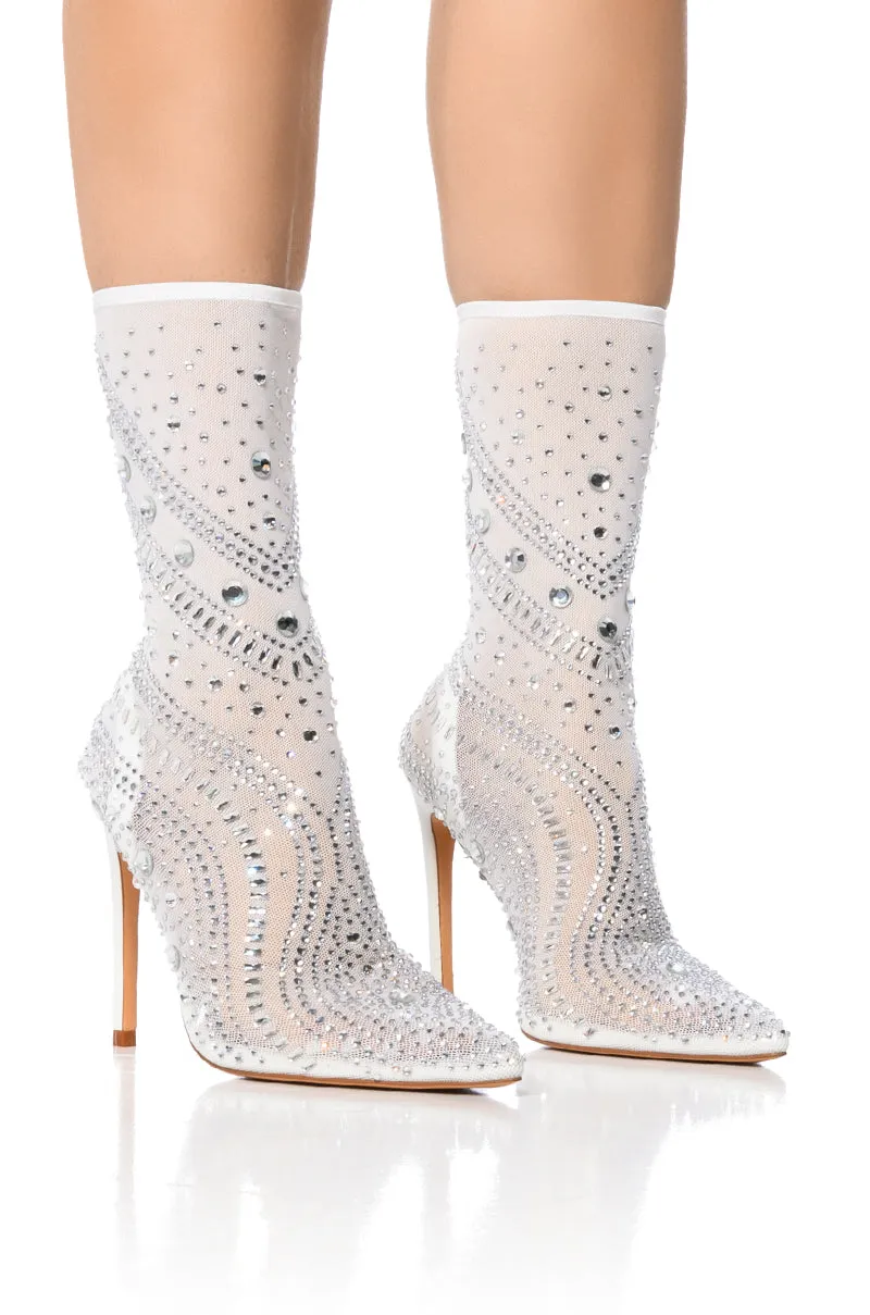 AZALEA WANG OPRY EMBELLISHED BOOTIE IN WHITE sold by AKIRA