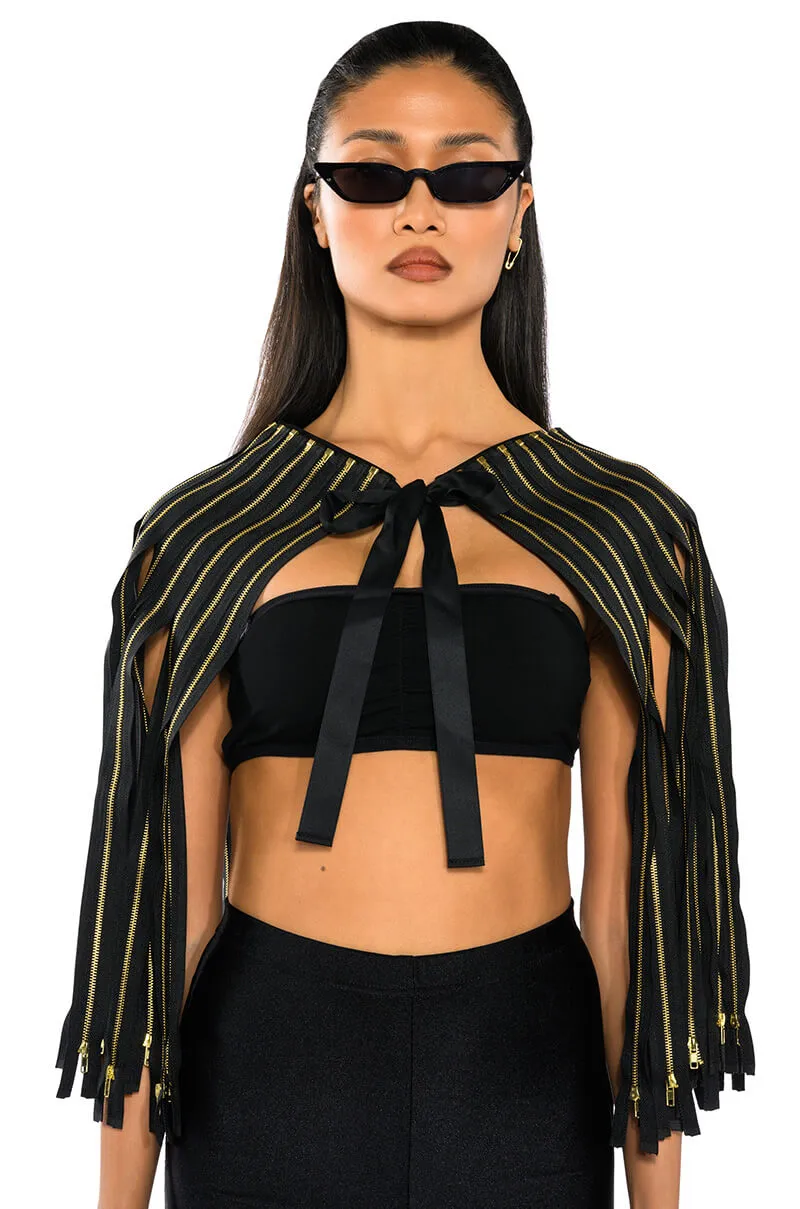 ZIP ZIP CAPE JACKET sold by AKIRA