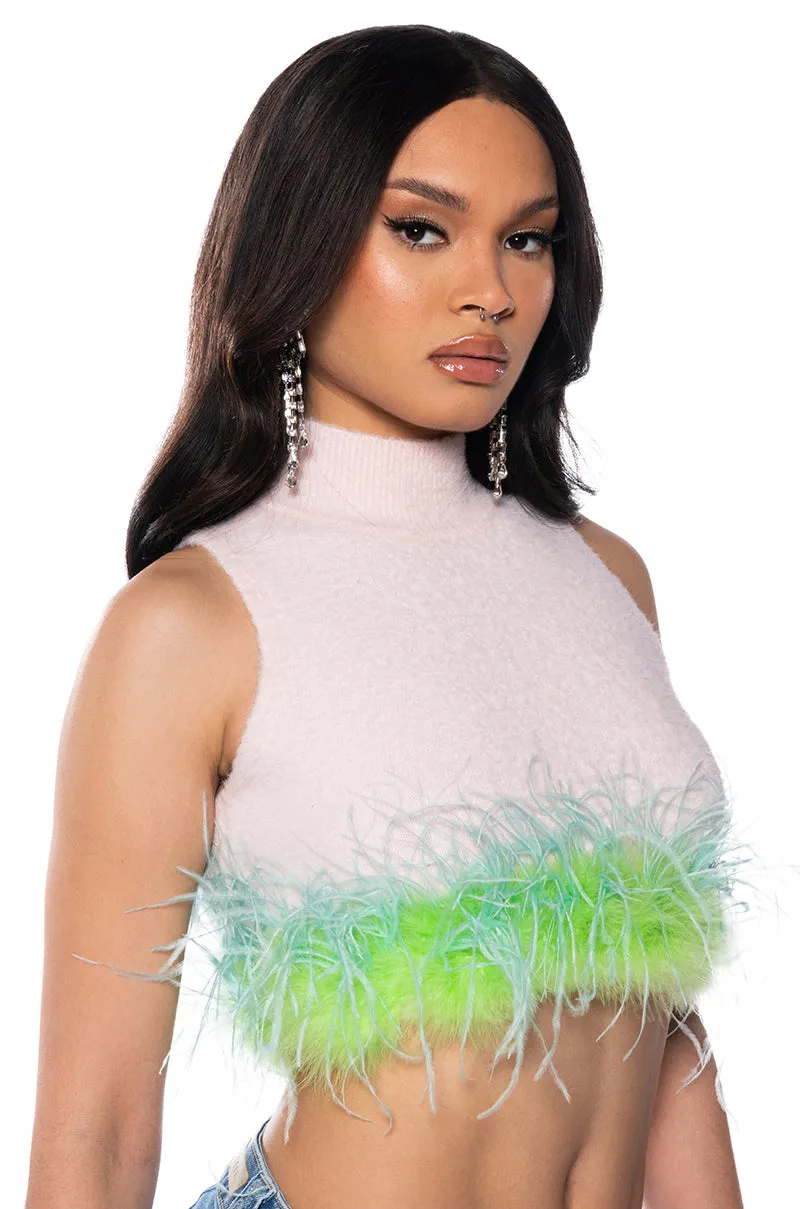 LOVER SLEEVELESS FEATHER TOP sold by AKIRA product image thumbnail 2