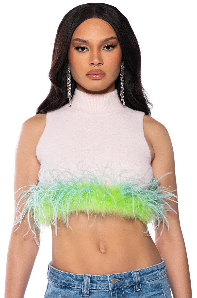 LOVER SLEEVELESS FEATHER TOP sold by AKIRA product image thumbnail 3