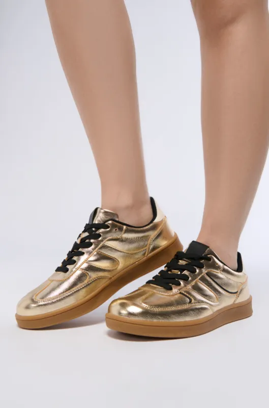 AZALEA WANG FULL MOON GOLD METALLIC SNEAKER sold by AKIRA