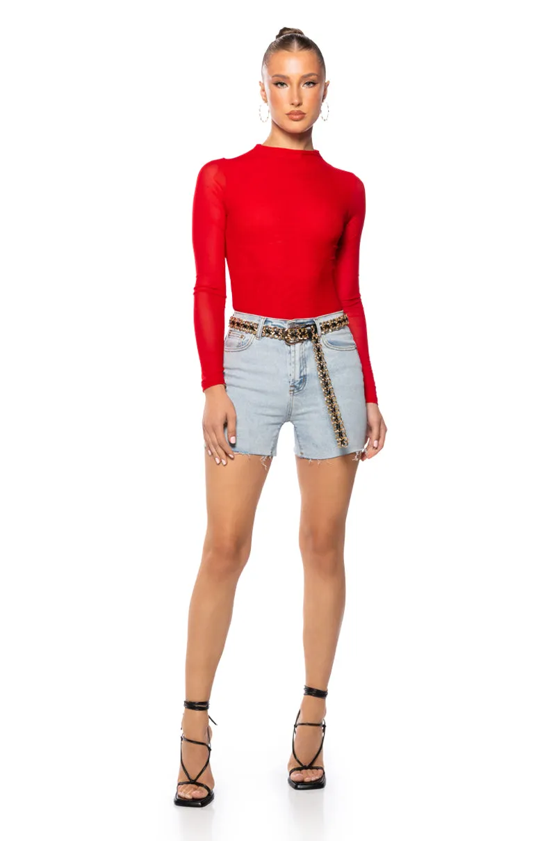 PAXTON SEXY DOUBLE MESH LONG SLEEVE BODYSUIT sold by AKIRA product image thumbnail 2