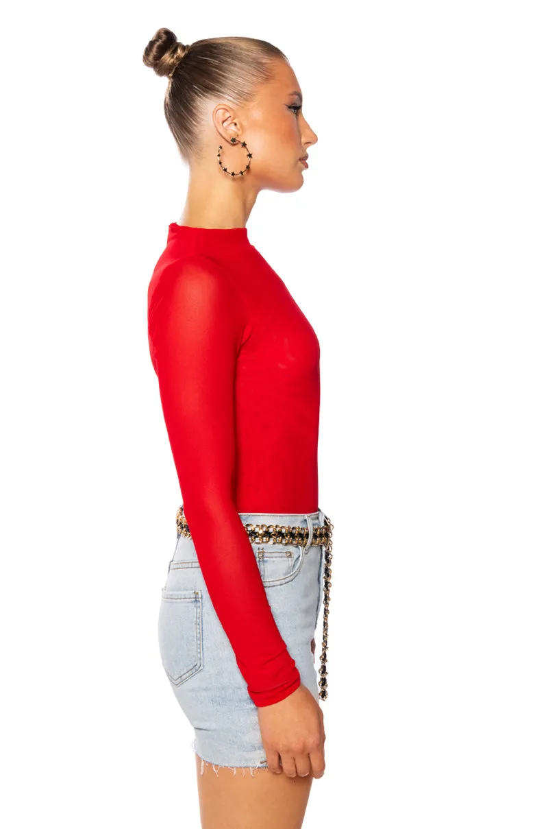 PAXTON SEXY DOUBLE MESH LONG SLEEVE BODYSUIT sold by AKIRA product image thumbnail 3