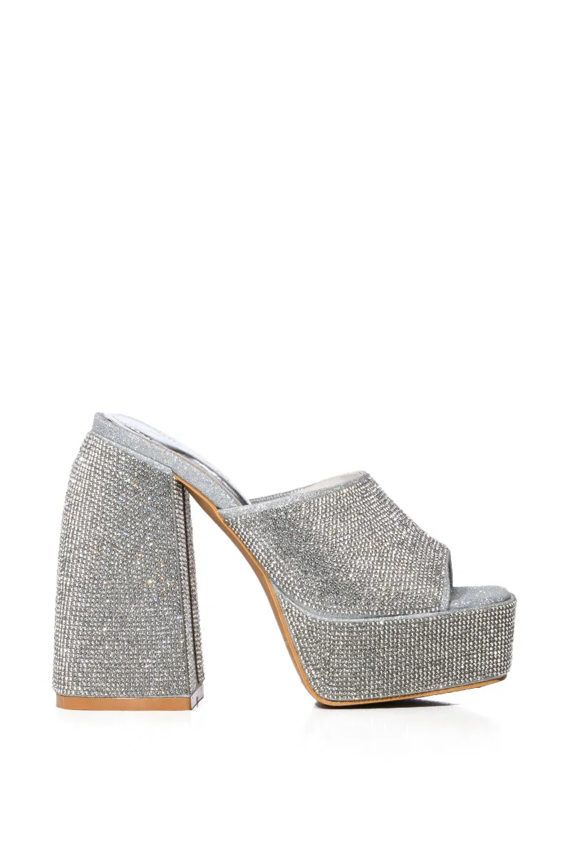 BILLION SILVER RHINESTONE CHUNKY SANDAL sold by AKIRA product image thumbnail 2