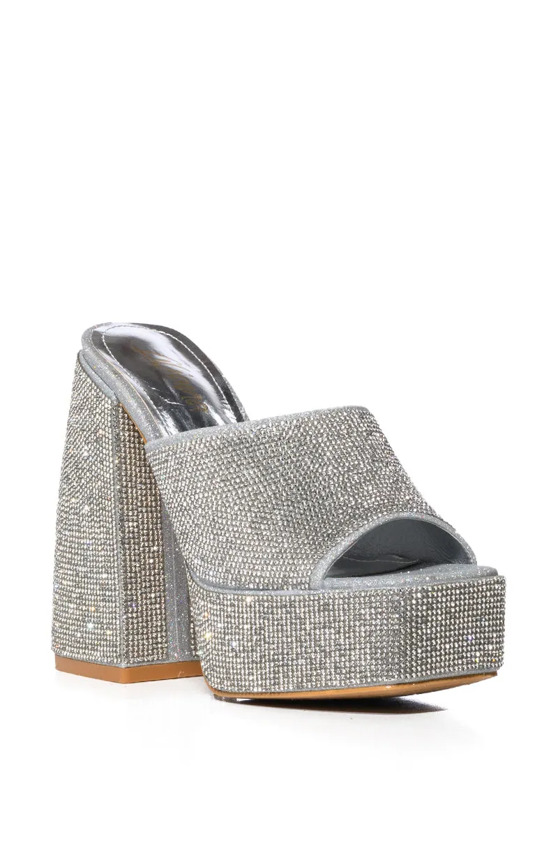 BILLION SILVER RHINESTONE CHUNKY SANDAL sold by AKIRA product image thumbnail 3