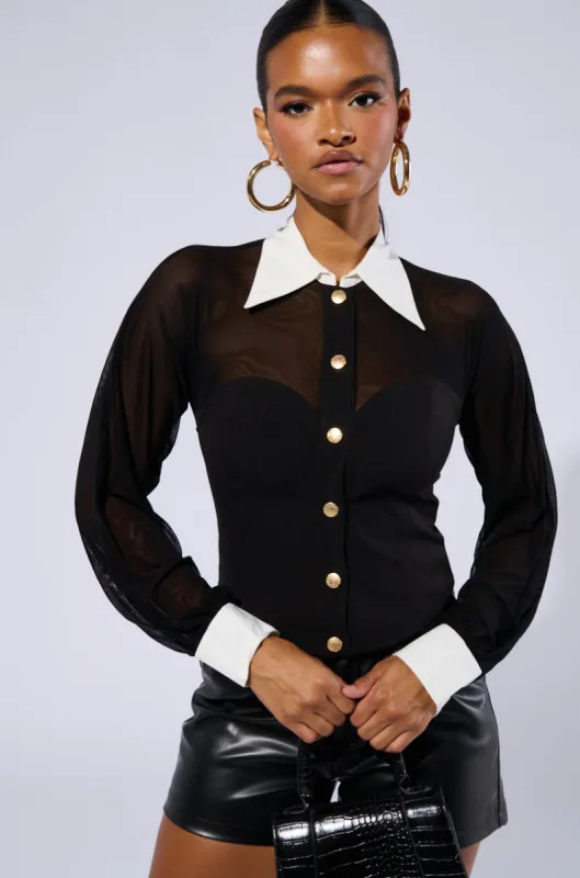 POOKIE BUTTON DOWN TOP sold by AKIRA