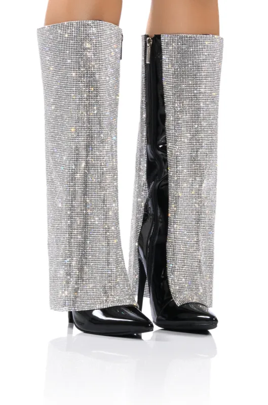 METIZER DIAMOND OVERLAY BOOT IN BLACK PATENT made by AKIRA