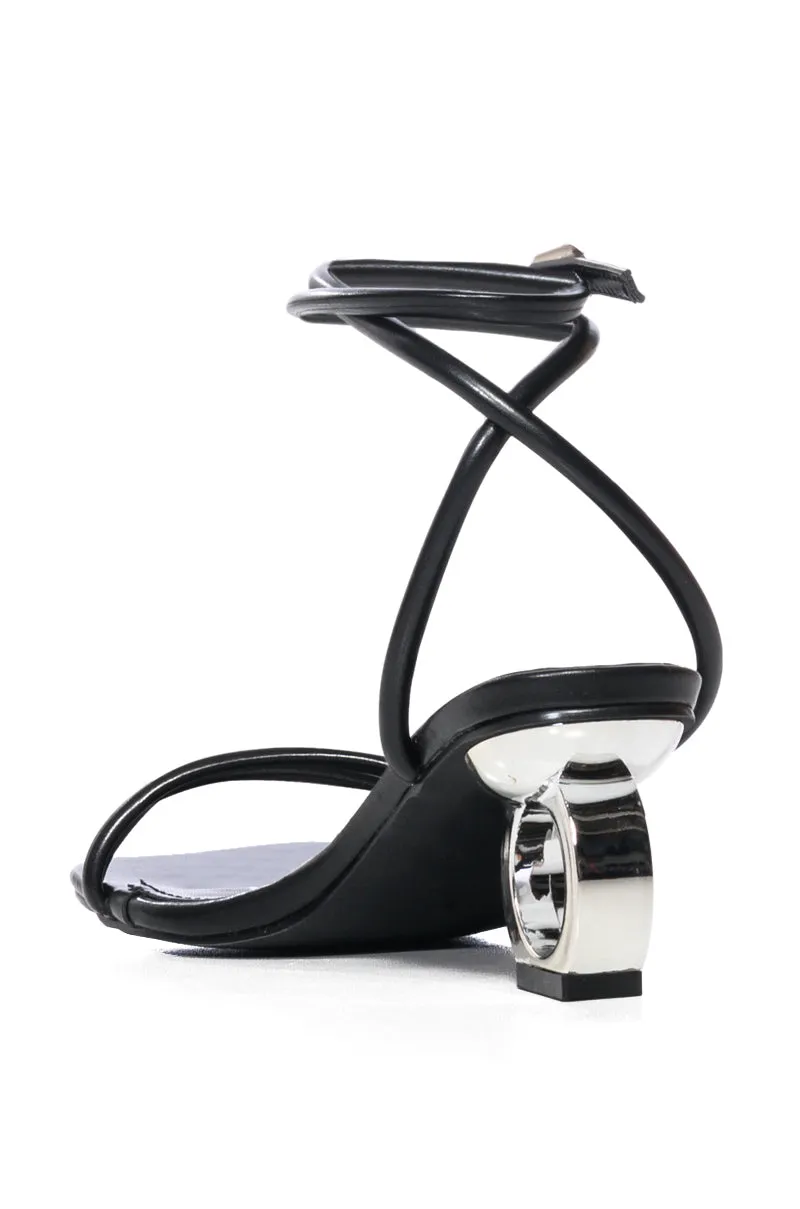 AZALEA WANG DORSIA BLACK NOVELTY SILVER CIRCLE HEELED SANDAL sold by AKIRA product image thumbnail 4