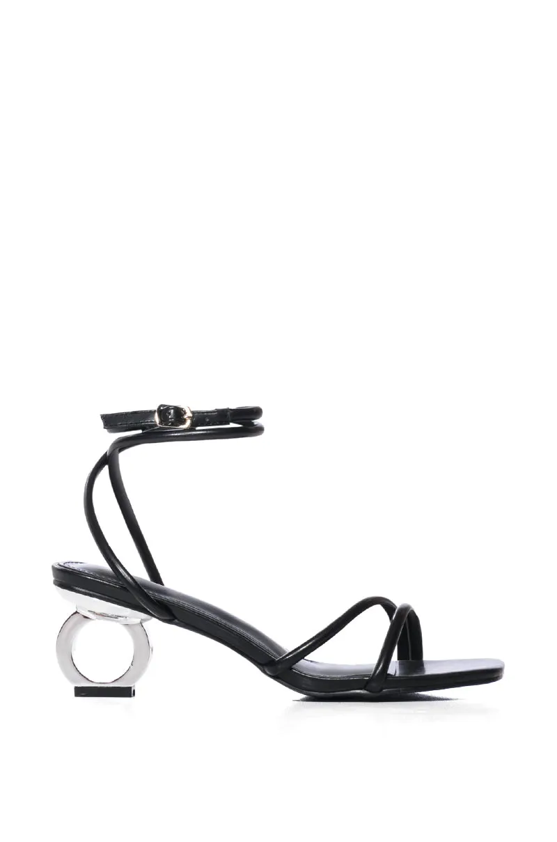AZALEA WANG DORSIA BLACK NOVELTY SILVER CIRCLE HEELED SANDAL sold by AKIRA product image thumbnail 2