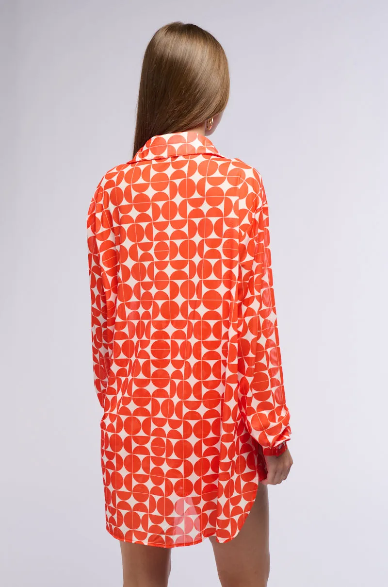GIVE ME MONEY HONEY PRINTED MESH BUTTON DOWN BLOUSE sold by AKIRA product image thumbnail 5