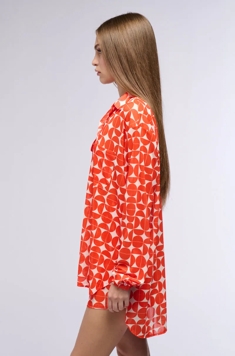 GIVE ME MONEY HONEY PRINTED MESH BUTTON DOWN BLOUSE sold by AKIRA product image thumbnail 4
