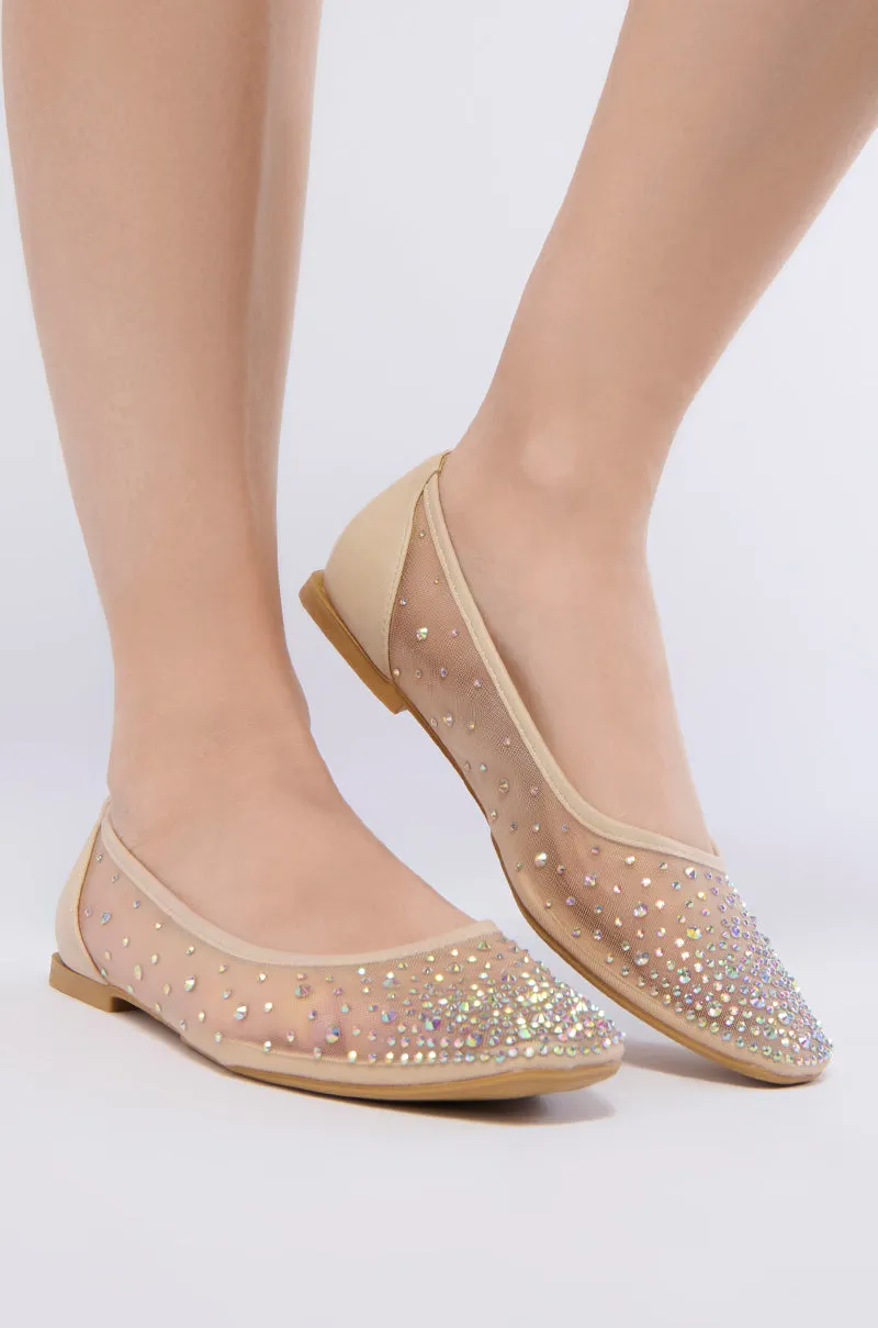 AZALEA WANG HENLEE NUDE RHINESTONE FLAT sold by AKIRA