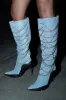 AZALEA WANG TATY DENIM CHAIN EMBELLISHED BOOT sold by AKIRA