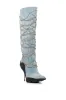AZALEA WANG TATY DENIM CHAIN EMBELLISHED BOOT sold by AKIRA