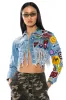 ULTRA CROP DENIM JACKET WITH PATCHES sold by AKIRA