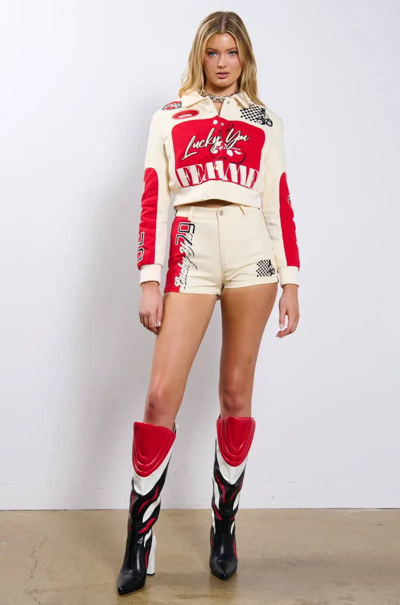 LUCKY ME EMBROIDERED SHORTS sold by AKIRA product image thumbnail 5