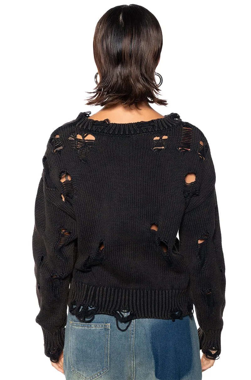LOGAN DISTRESSED PULLOVER SWEATER sold by AKIRA product image thumbnail 4