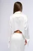 BELLISSIMA SATIN FINISH COLLARED BLOUSE IN WHITE sold by AKIRA