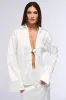 BELLISSIMA SATIN FINISH COLLARED BLOUSE IN WHITE sold by AKIRA