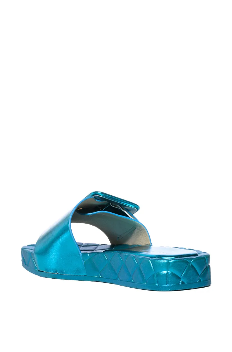 AZALEA WANG LIZZO BLUE METALLIC SANDAL WITH BUCKLE sold by AKIRA product image thumbnail 5