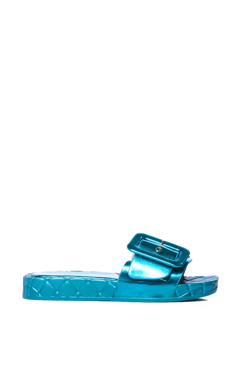 AZALEA WANG LIZZO BLUE METALLIC SANDAL WITH BUCKLE sold by AKIRA product image thumbnail 3