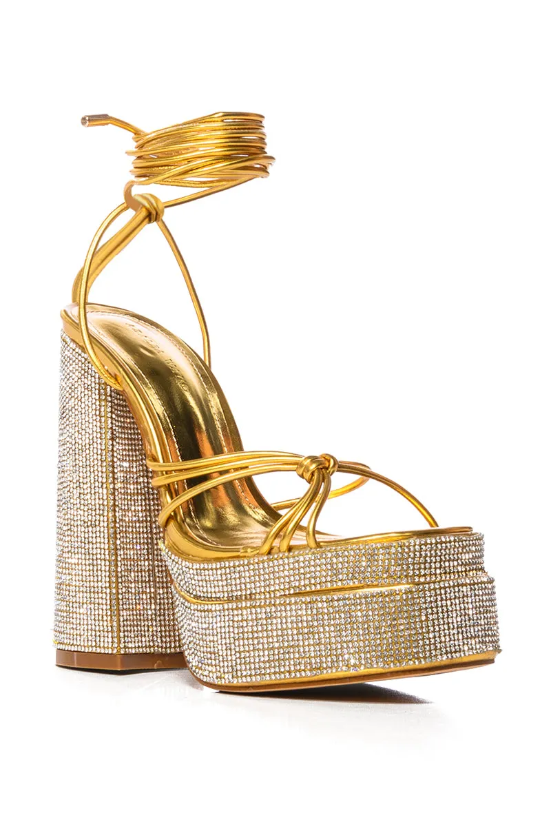 AZALEA WANG BREETA EMBELLISHED PLATFORM SANDAL IN GOLD sold by AKIRA product image thumbnail 4