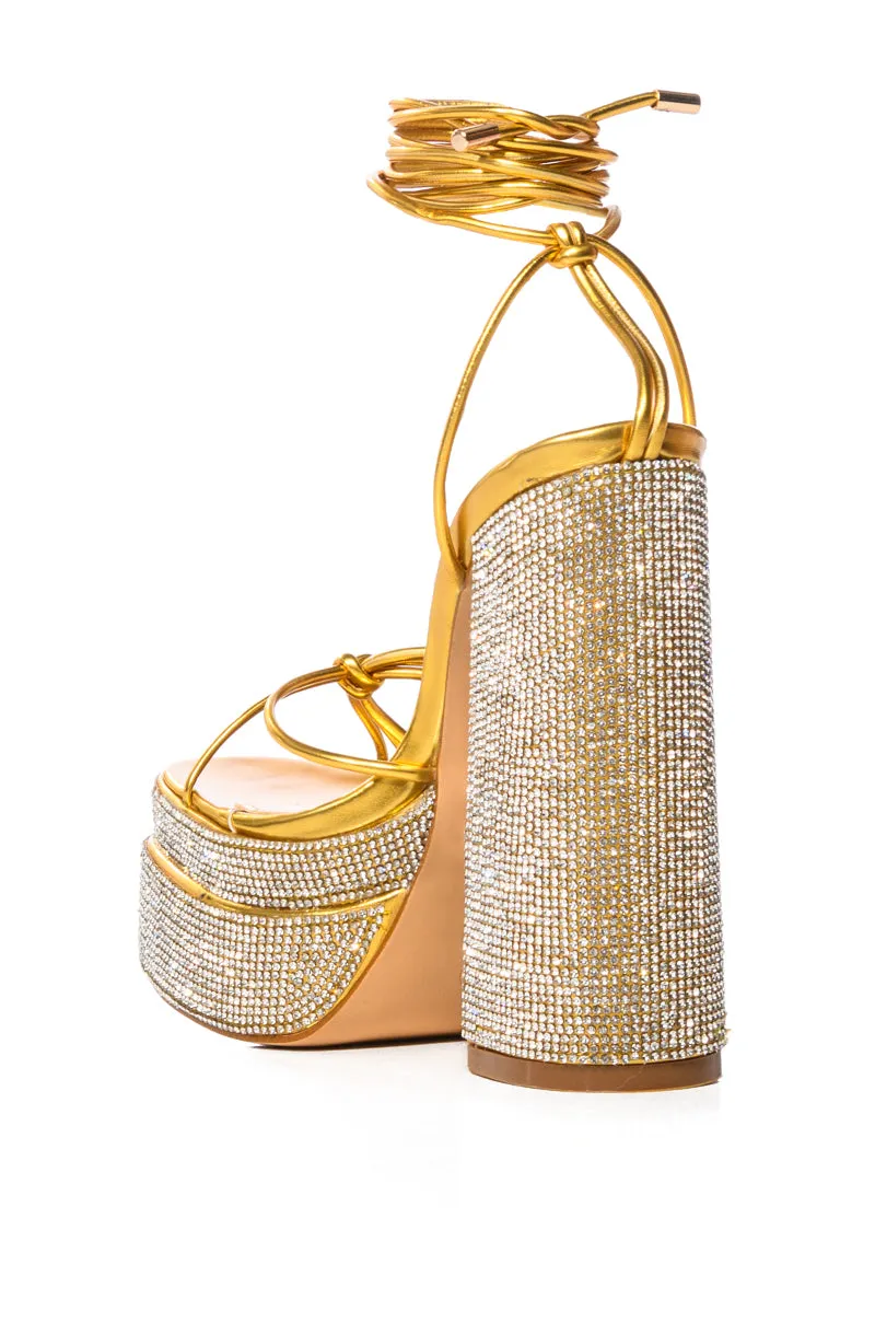 AZALEA WANG BREETA EMBELLISHED PLATFORM SANDAL IN GOLD sold by AKIRA product image thumbnail 5