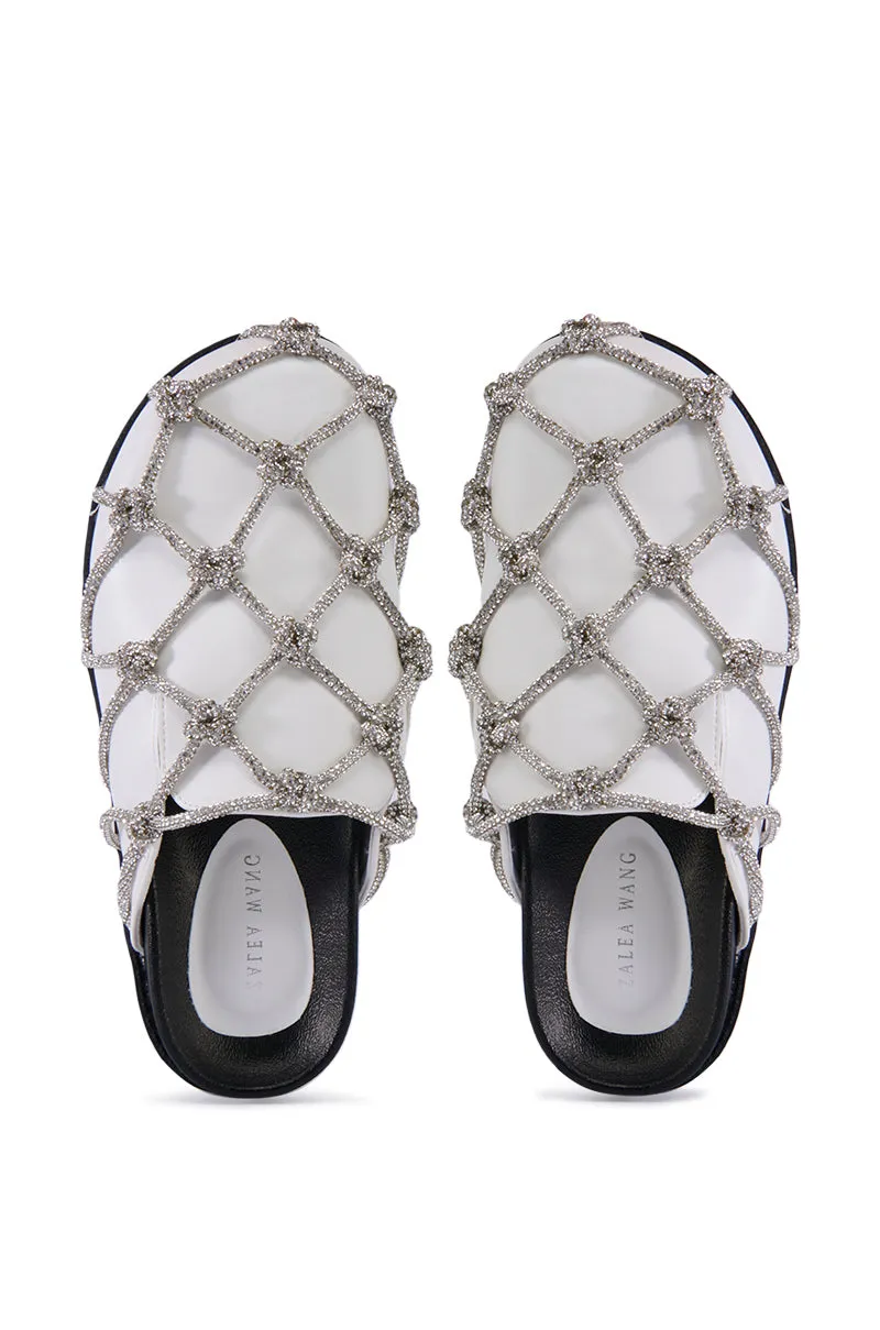 AZALEA WANG SHYLAH WHITE DIAMOND ROPE NETTED FLAT sold by AKIRA product image thumbnail 2